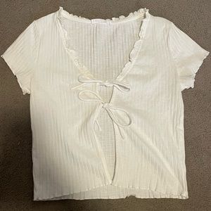 White Tie-front Elodie Crop Top
